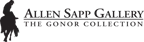 Logo of Allen Sapp Gallery featuring "The Gon Collection" with a horse rider silhouette.