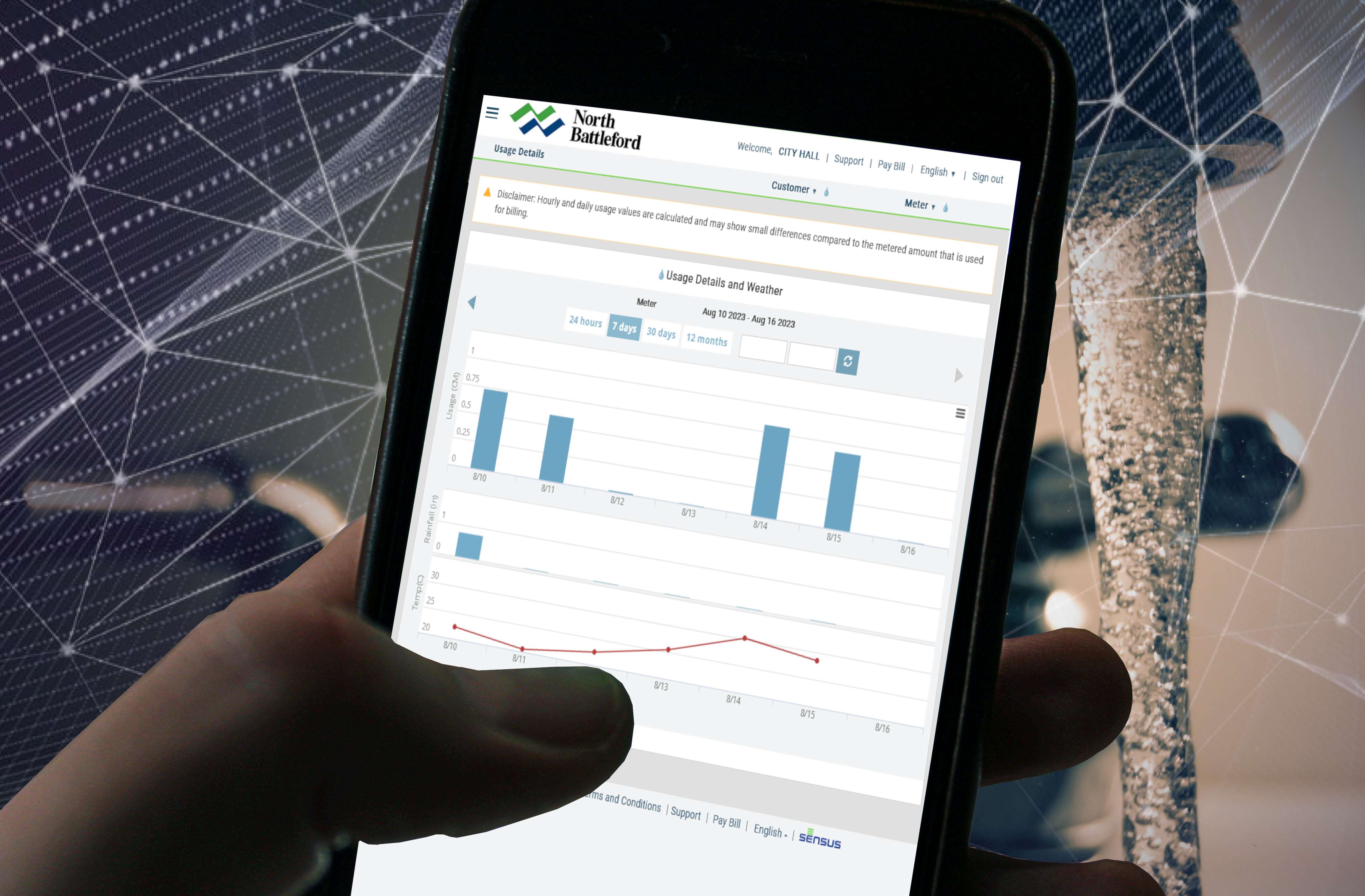 Chart displayed on a smartphone showing data trends and statistics from North Battleford.